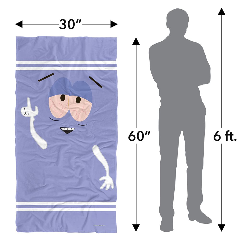 LOGOVISION Towelie comparaison de taille sur chaise pour visualiser les 30x60 pouces