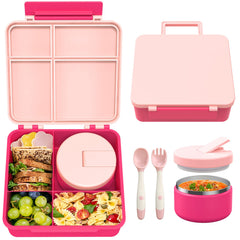 LOHASOK boîte bento frontale rose montrant design attrayant et rangement pratique