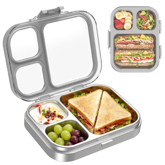 LOHASOK vue de face de la boîte bento gris montrant fermeture étanche