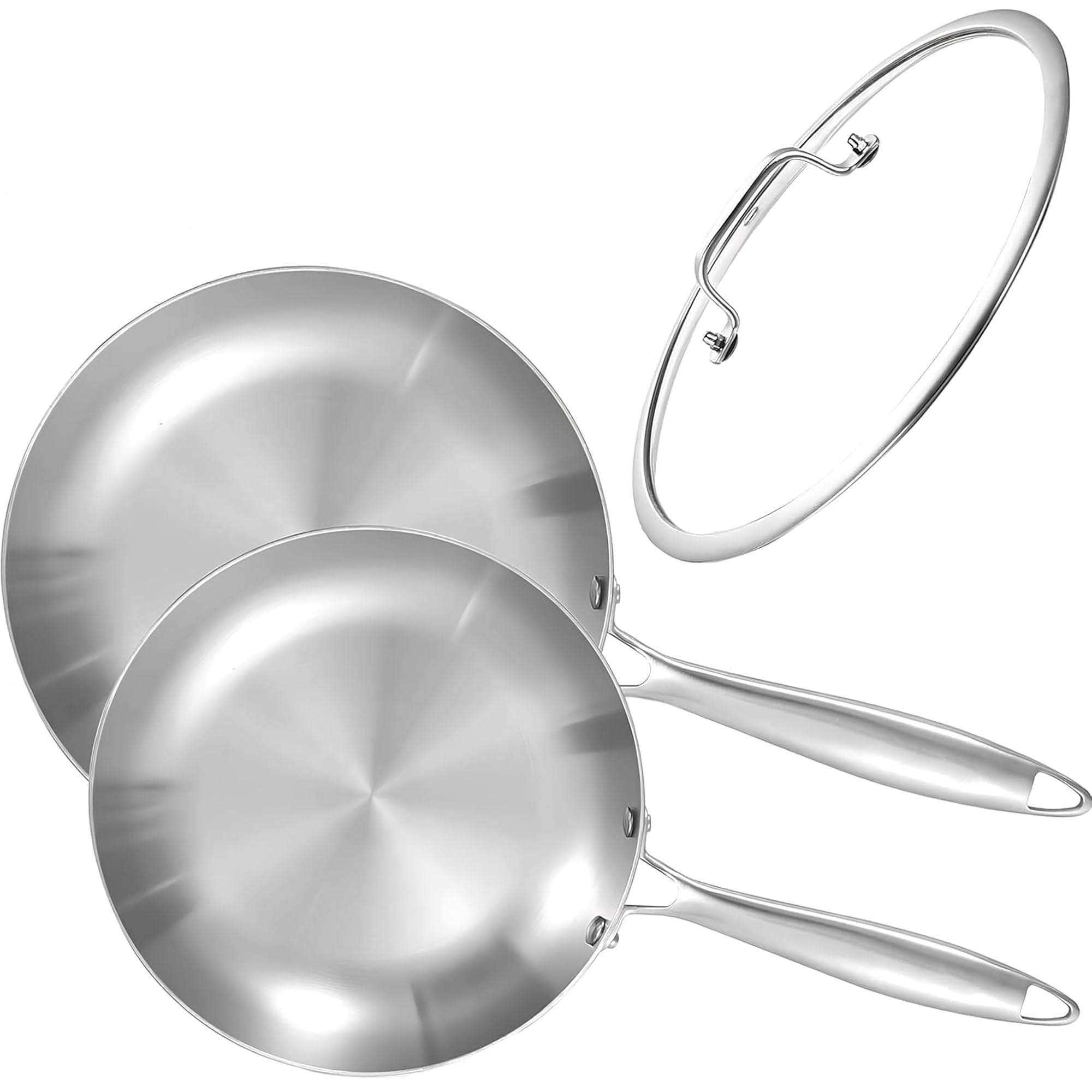 LOLYKITCH ensemble face avant montrant deux poêles et couvercle, durable et polyvalent