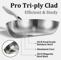 LOLYKITCH gros plan surface inox tri-ply, chaleur uniforme garantie