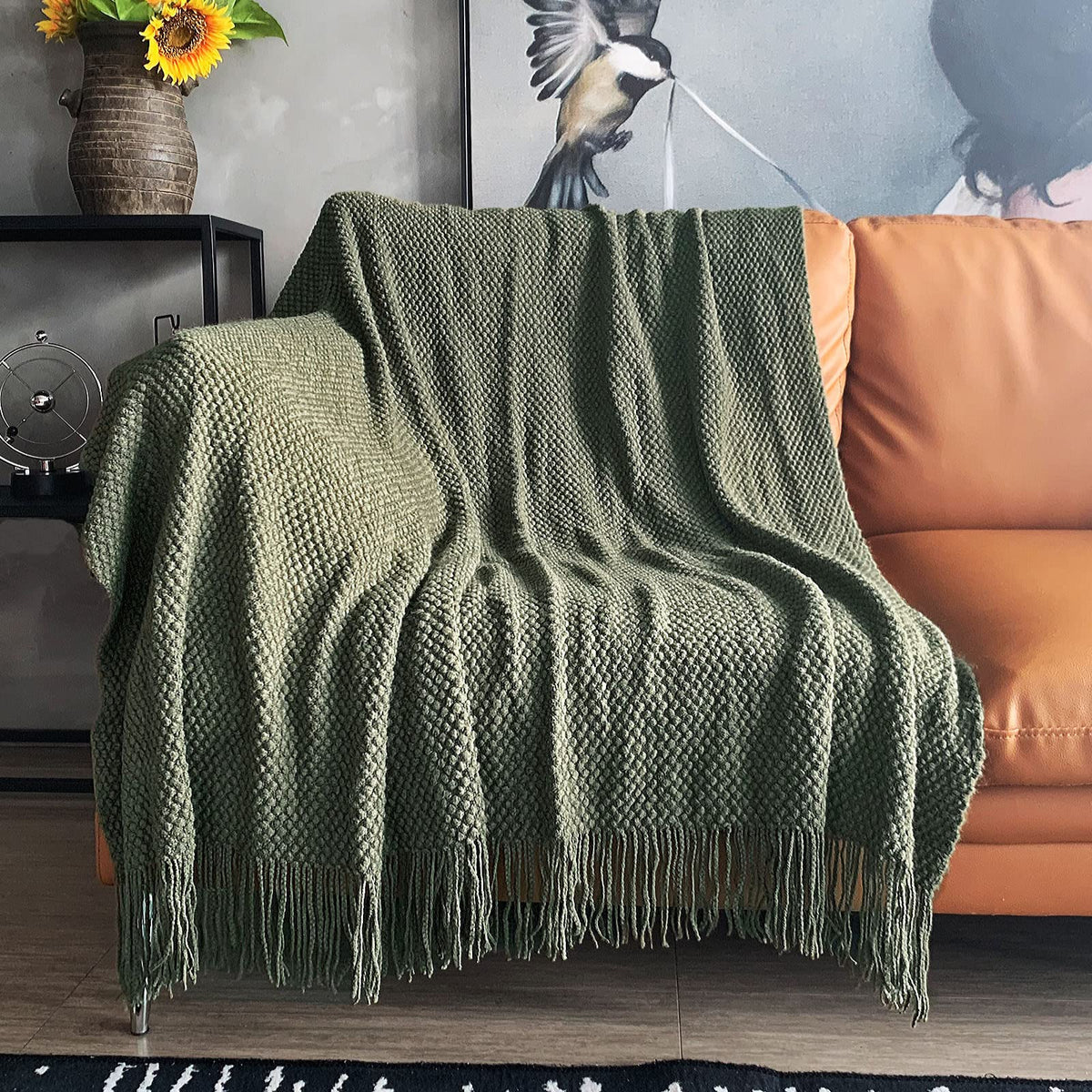 LOMAO plaid face avant sur canapé offrant chaleur décorative