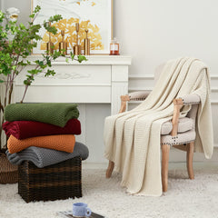Longhui bedding jeté posé sur lit, crée ambiance farmhouse chaleureuse
