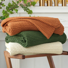 Longhui bedding vue frontale du plaid crème, élégance et confort immédiat