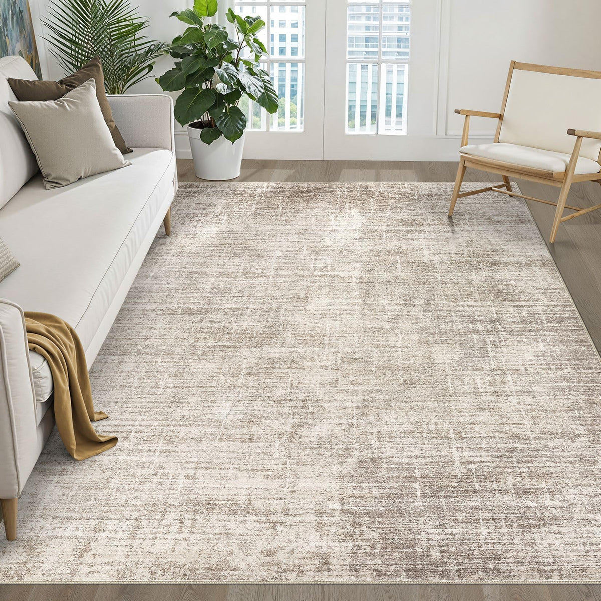 LOONGRUG vue avant du tapis 5x7 prêt à poser, ajoute chaleur instantanée