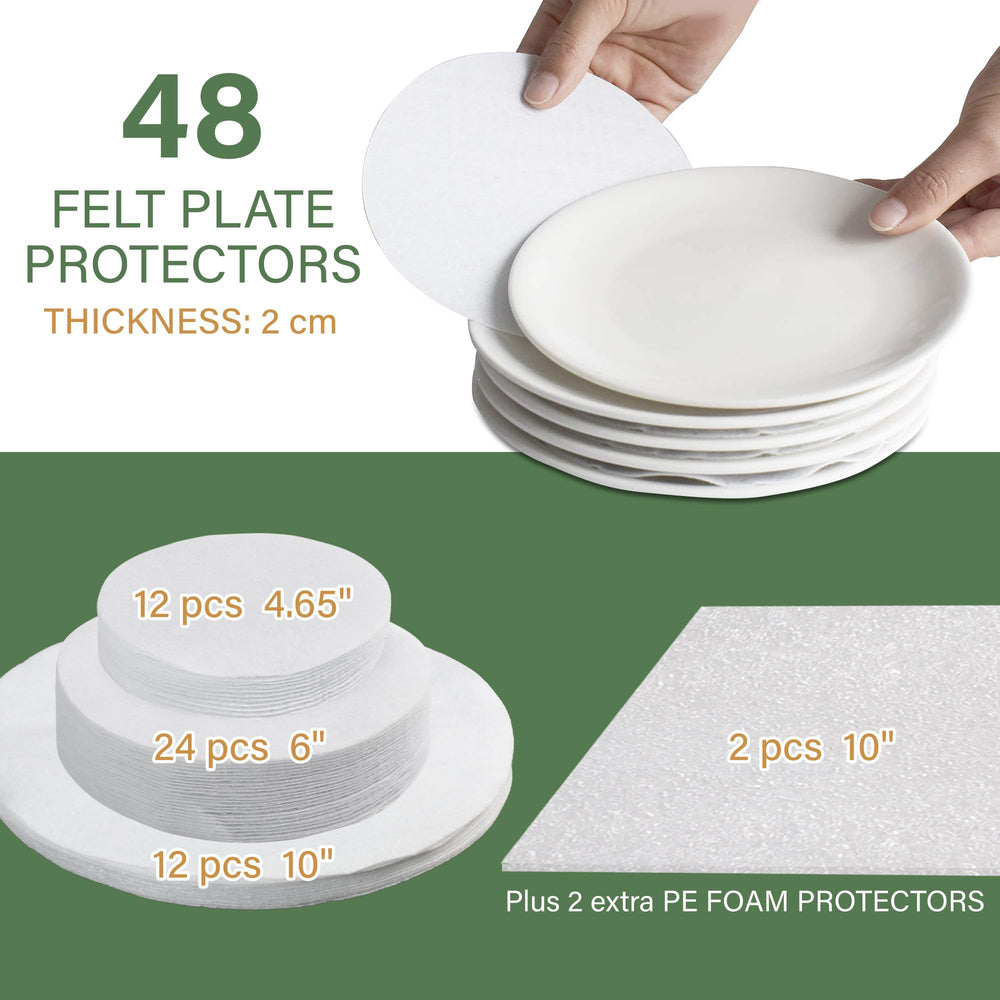 LotFancy détail du protège-assiette en mousse pour limiter les chocs