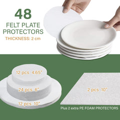 LotFancy détail du protège-assiette en mousse pour limiter les chocs