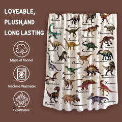 LOVE IS LIKE A BLANKET gros plan du motif dinosaure montrant couleurs vives