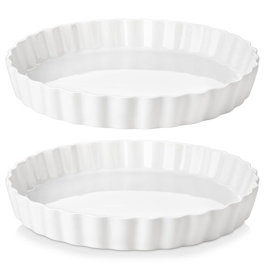 LOVECASA plat à tarte vue avant, finition blanche élégante et cuisson uniforme