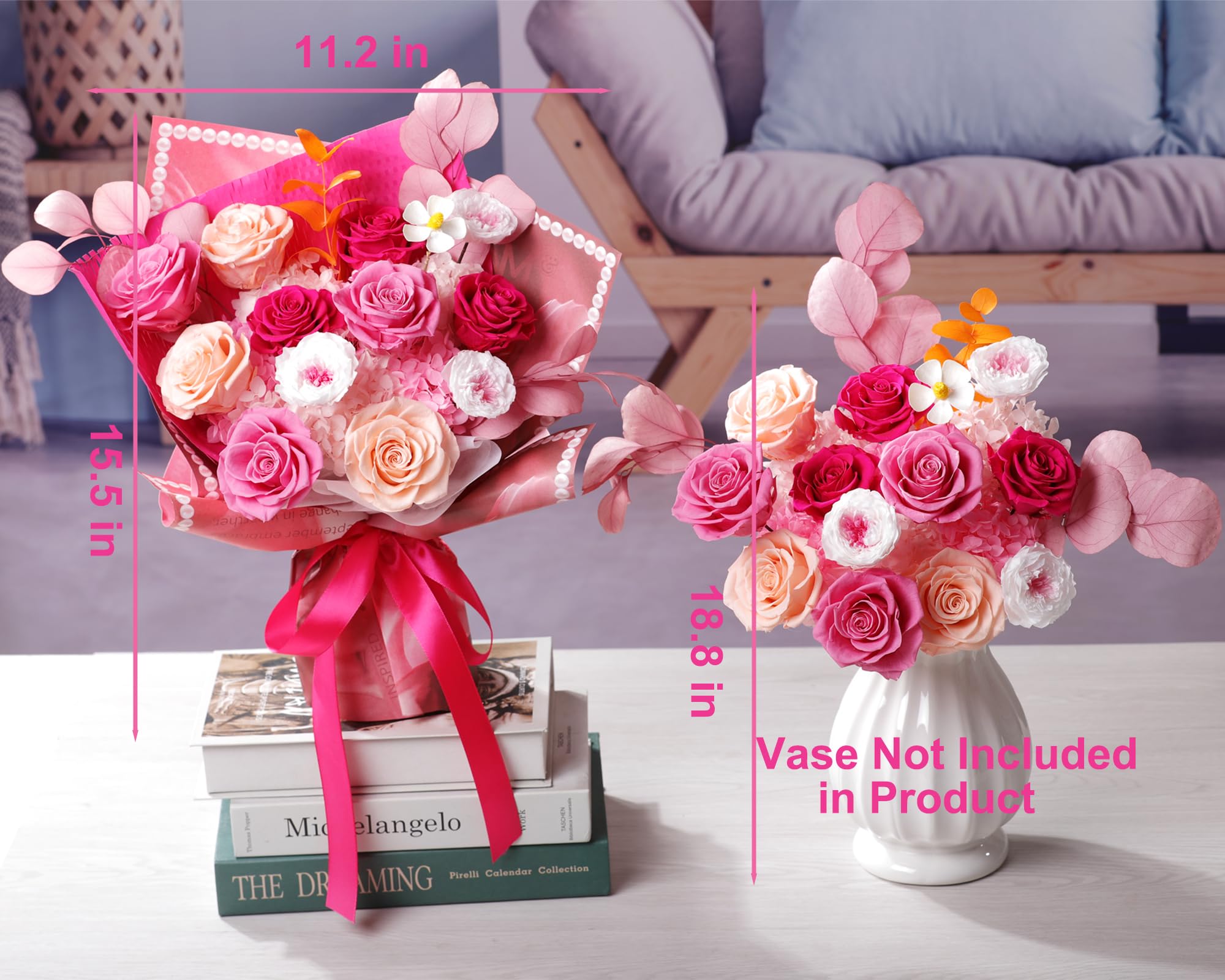 lovenfold bouquet présenté dans un vase élégant, donne une ambiance raffinée