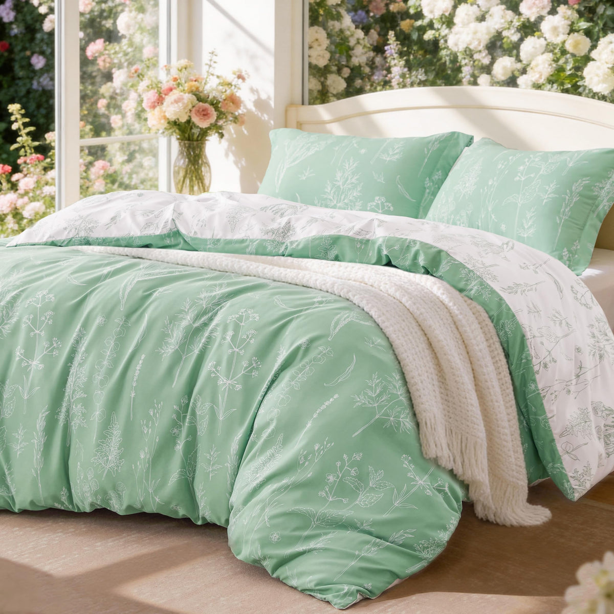 Love's cabin couette emballage avant montrant taille king et économie d'espace