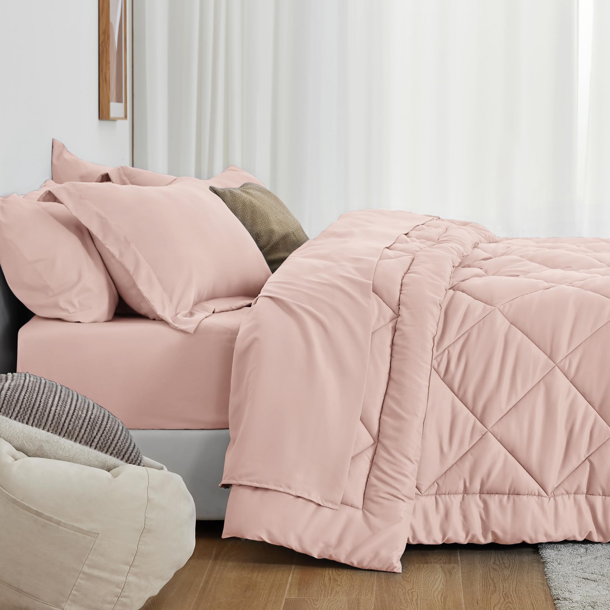 Love's cabin lit monté en chambre rose donnant ambiance cosy