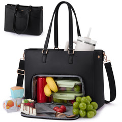 lovevook vue avant du tote noir montrant un design élégant et polyvalent