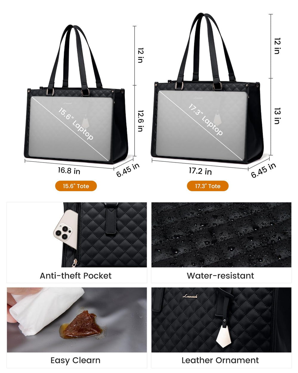 LOVEVOOK poche supérieure contenant un ordinateur 15,6" en sécurité