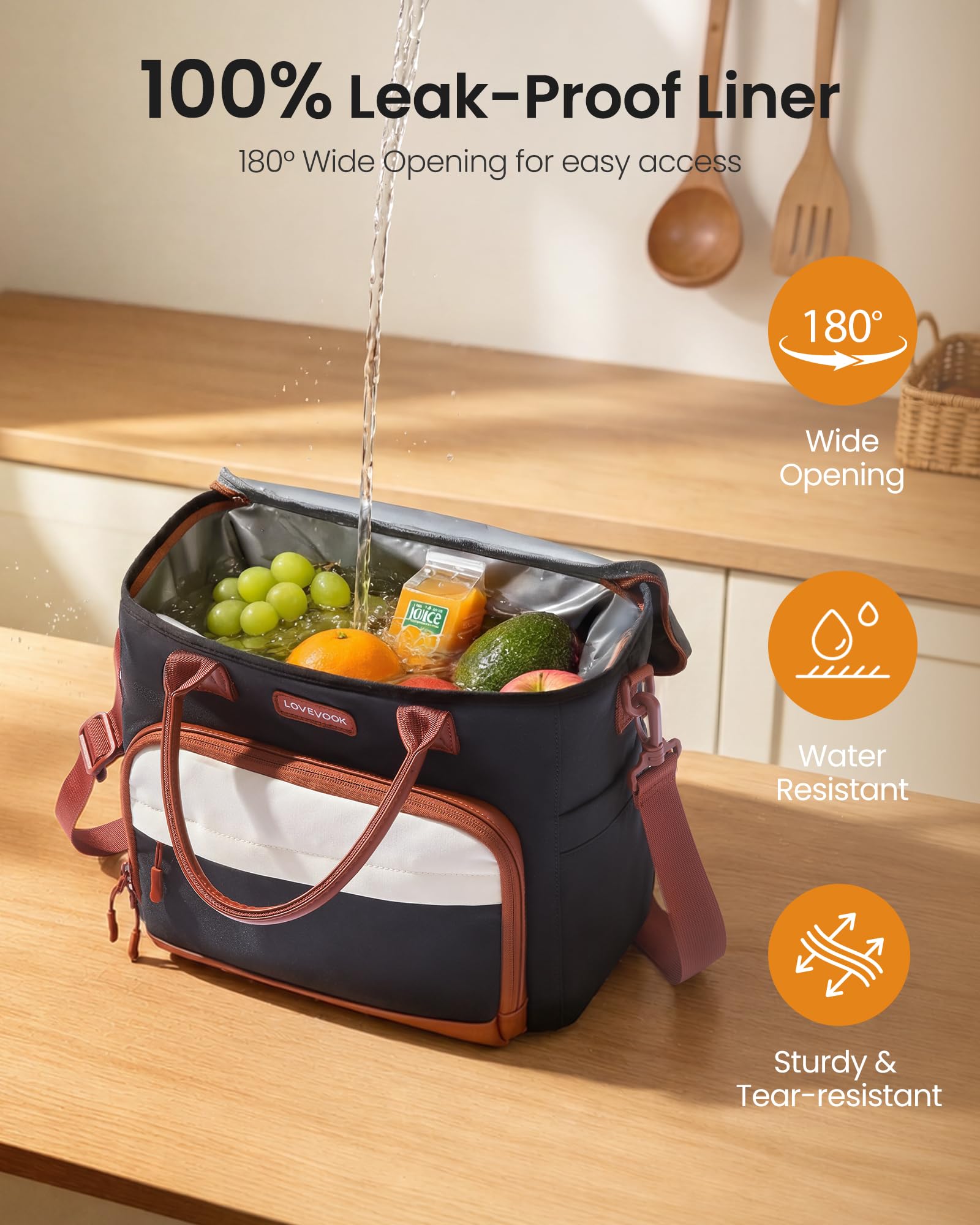 LOVEVOOK large ouverture montrant boîtes repas et accès facile pour nettoyage