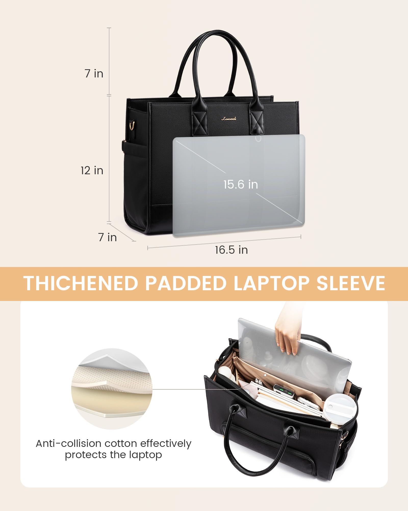 LOVEVOOK poche rembourrée pour ordinateur 15,6" offrant protection et maintien