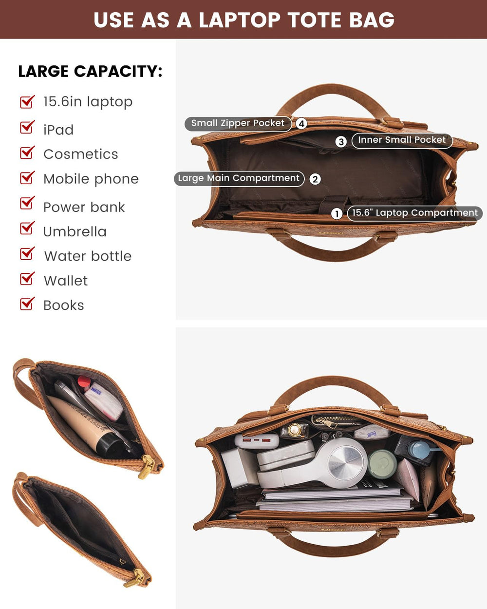 LOVEVOOK sac en usage au bureau organise ordinateur et déjeuner efficacement