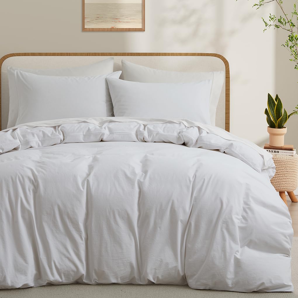 LOVQUE housse de couette blanche vue de face, apporte une apparence nette au lit