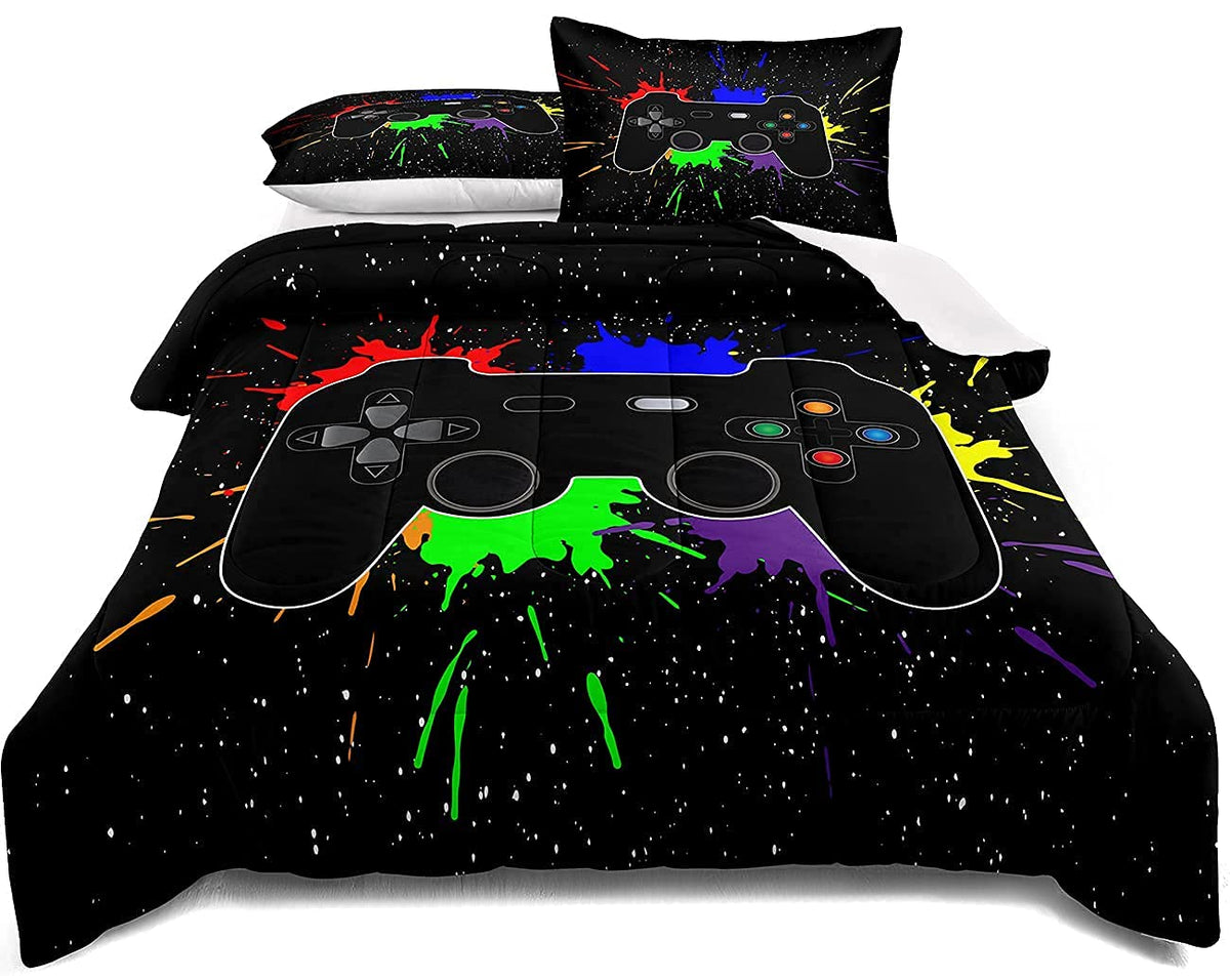 lris Bedding couette vue de face montrant motif manette et look moderne
