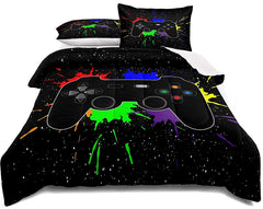 lris Bedding couette vue de face montrant motif manette et look moderne