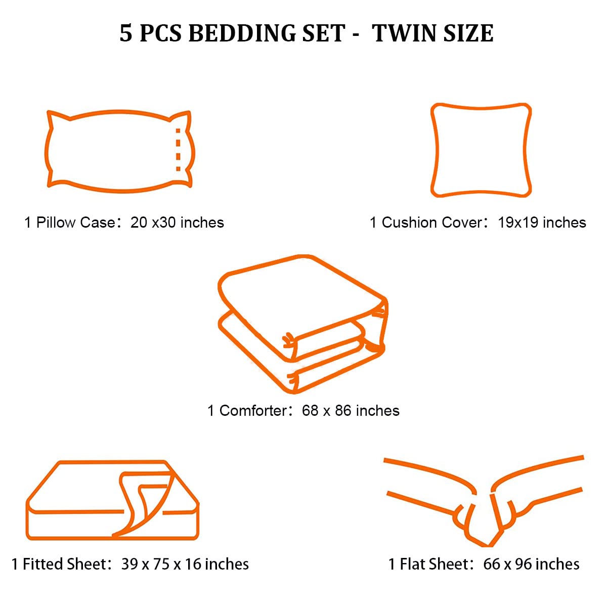 lris Bedding échelle de taille montrant dimensions réelles et ajustement pratique