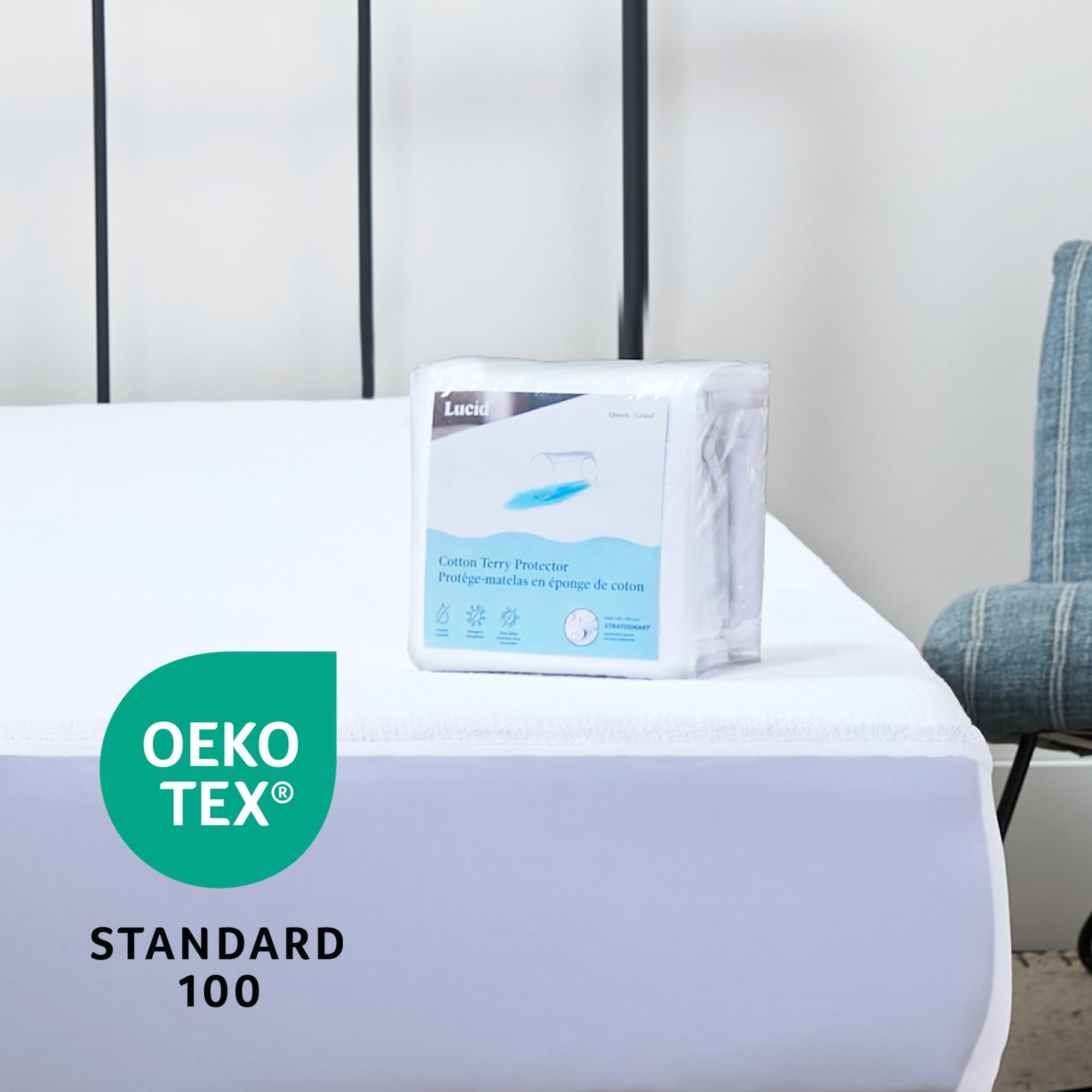 LUCID comparaison d'échelle montrant compatibilité matelas 22 pouces