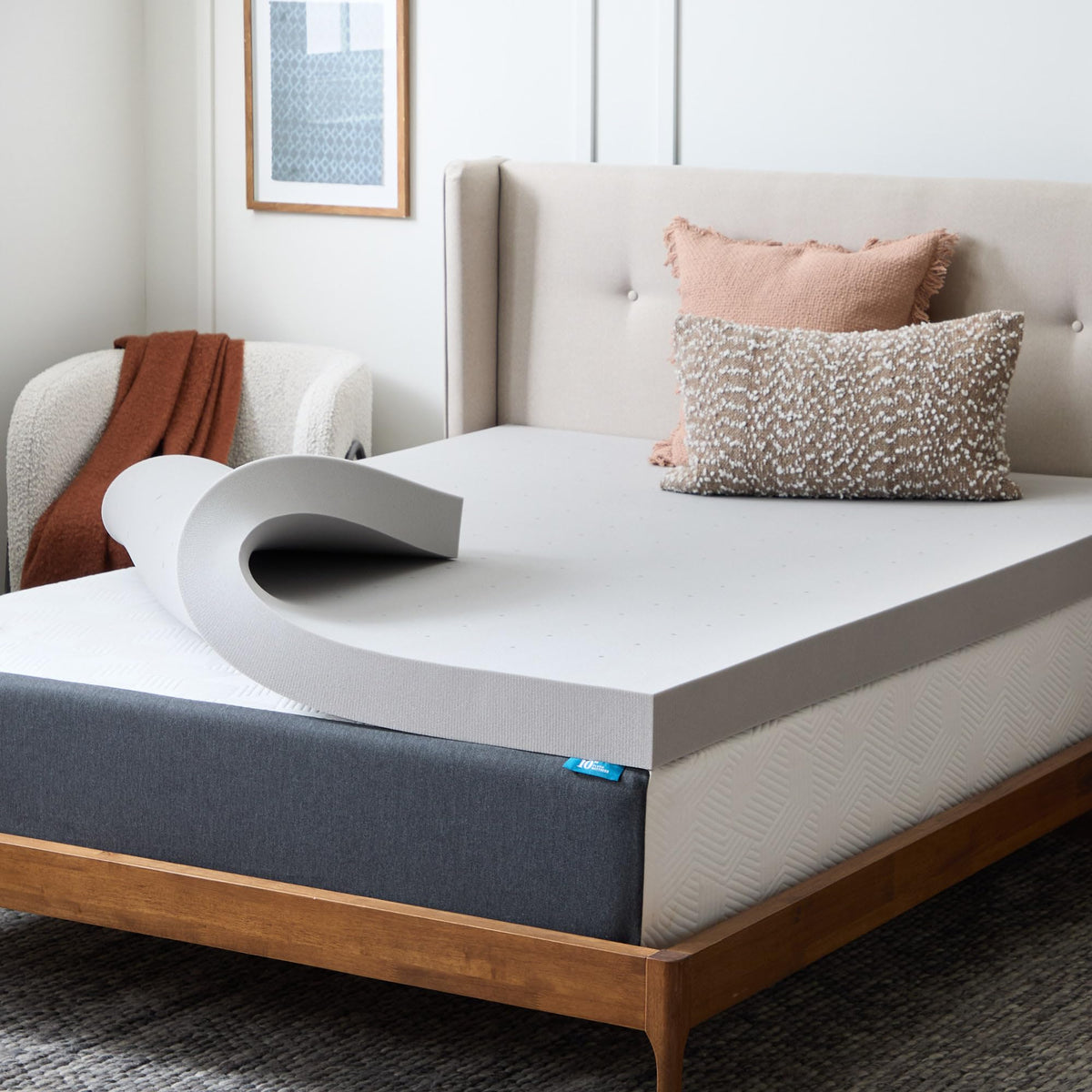 Lucid surmatelas emballé montrant facilité de transport et installation rapide