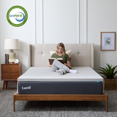 Surmatelas LUCID installé sur un lit montrant l'amélioration immédiate du confort