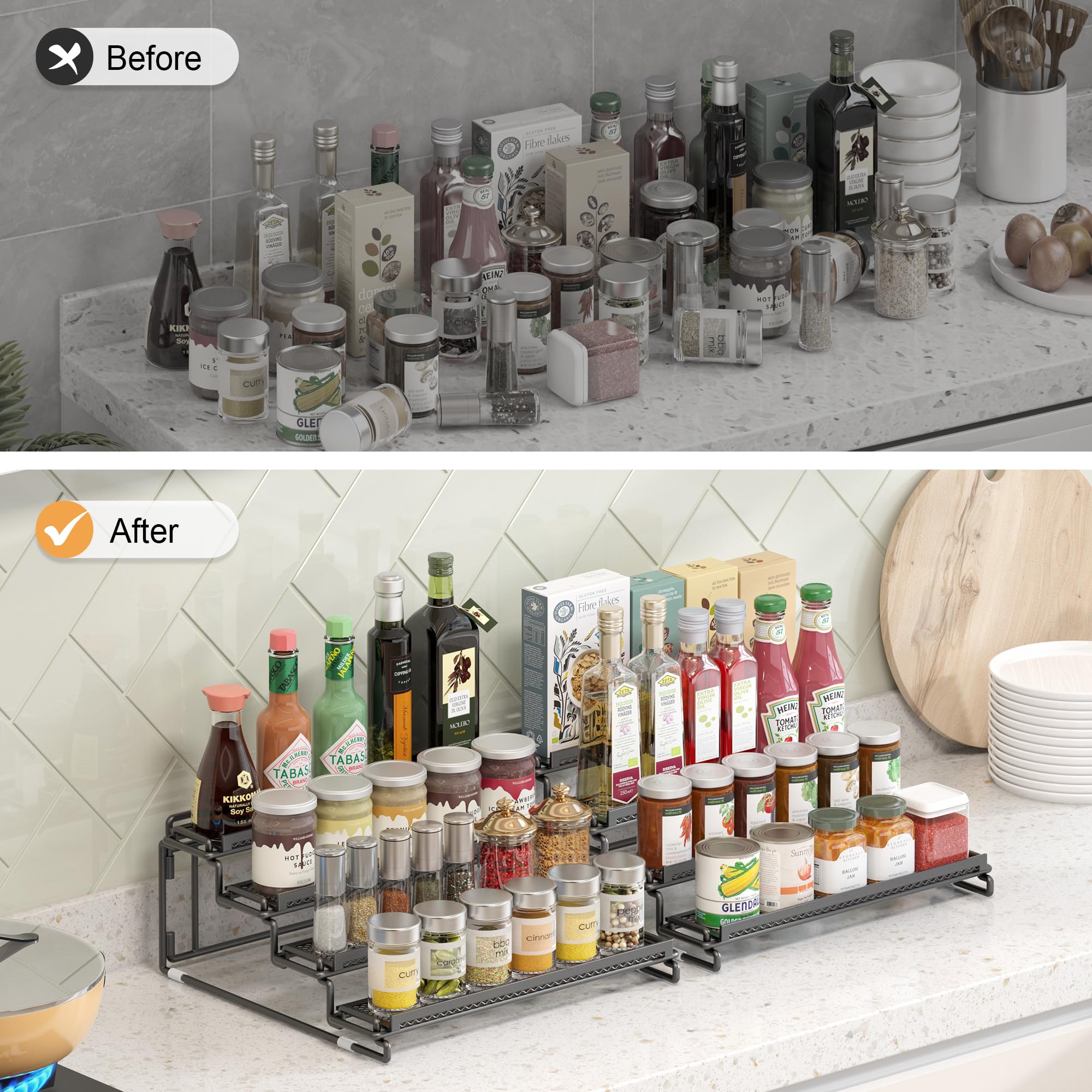 LUHENPING intérieur de garde-manger organisé avec deux supports, rangement optimisé