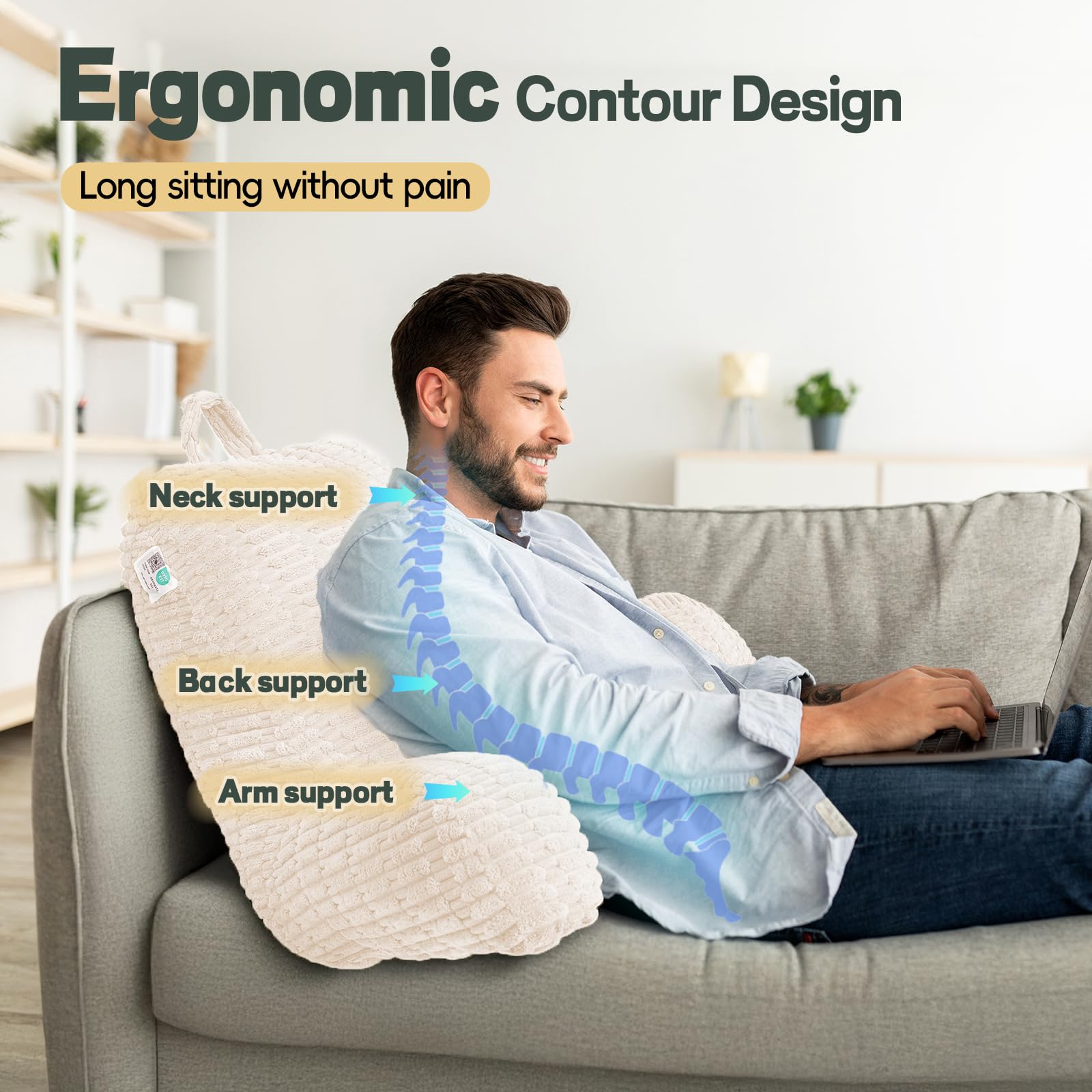 LUISOF utilisé au lit pour lire ou regarder avec soutien ergonomique