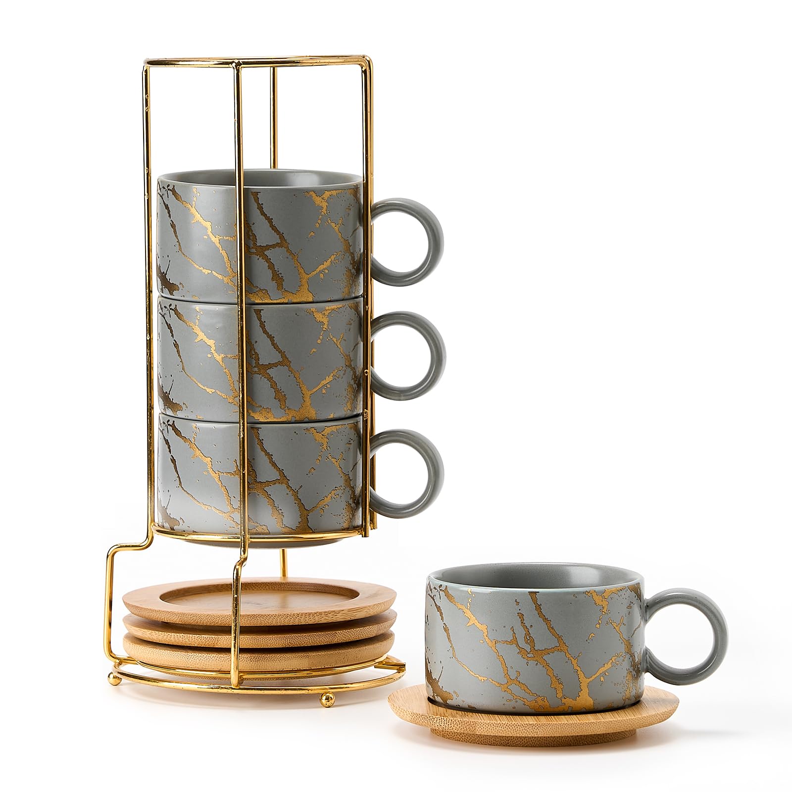 LUKA tasse espresso avant gris, présentation élégante et gain d'espace
