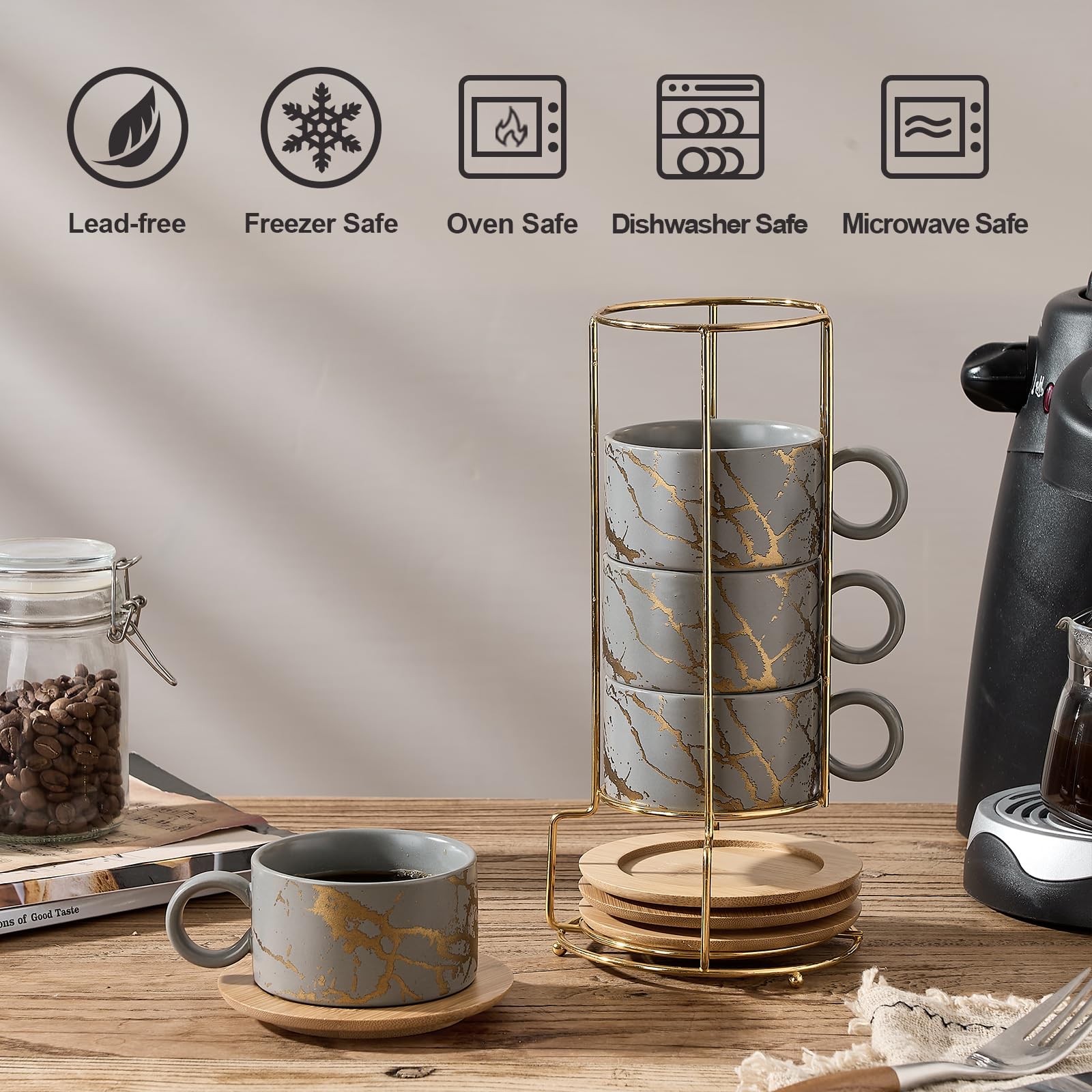 LUKA tasse profil empilée, design stable facilitant le rangement