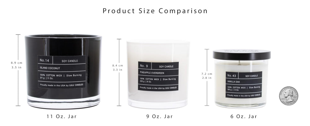 Lulu Candles bougie à côté d’un objet, comparaison de taille pratique
