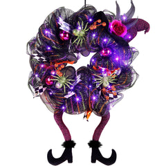 Lulu Home couronne de porte vue frontale, attire les visiteurs avec un motif Halloween