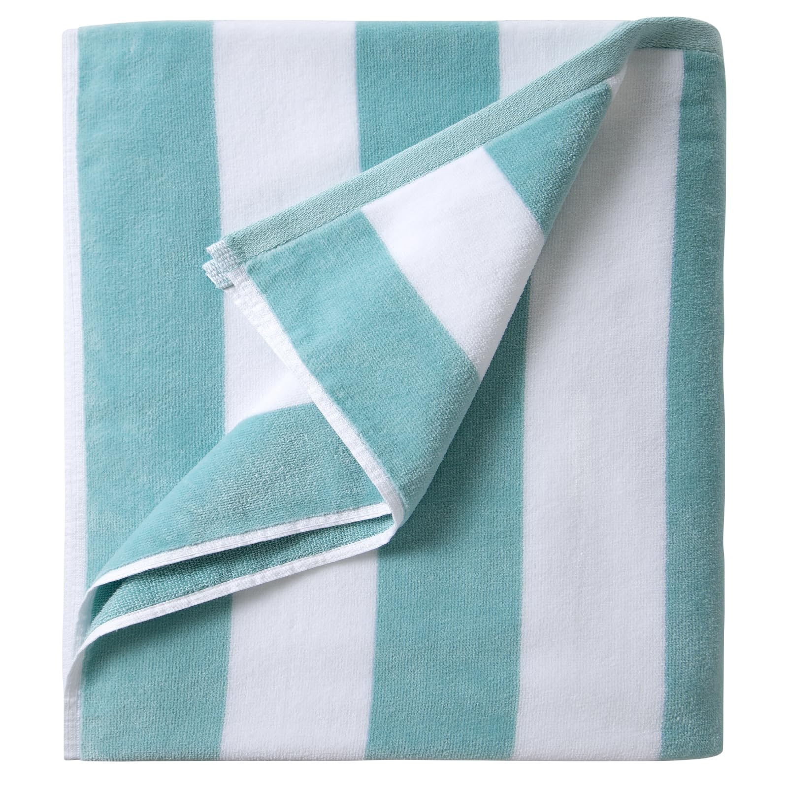 LULUHOME serviette face recto montrant rayures aqua, look estival et confort