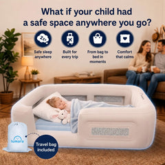 LUMARA lit gonflable installé en chambre pour enfant sécurité et praticité