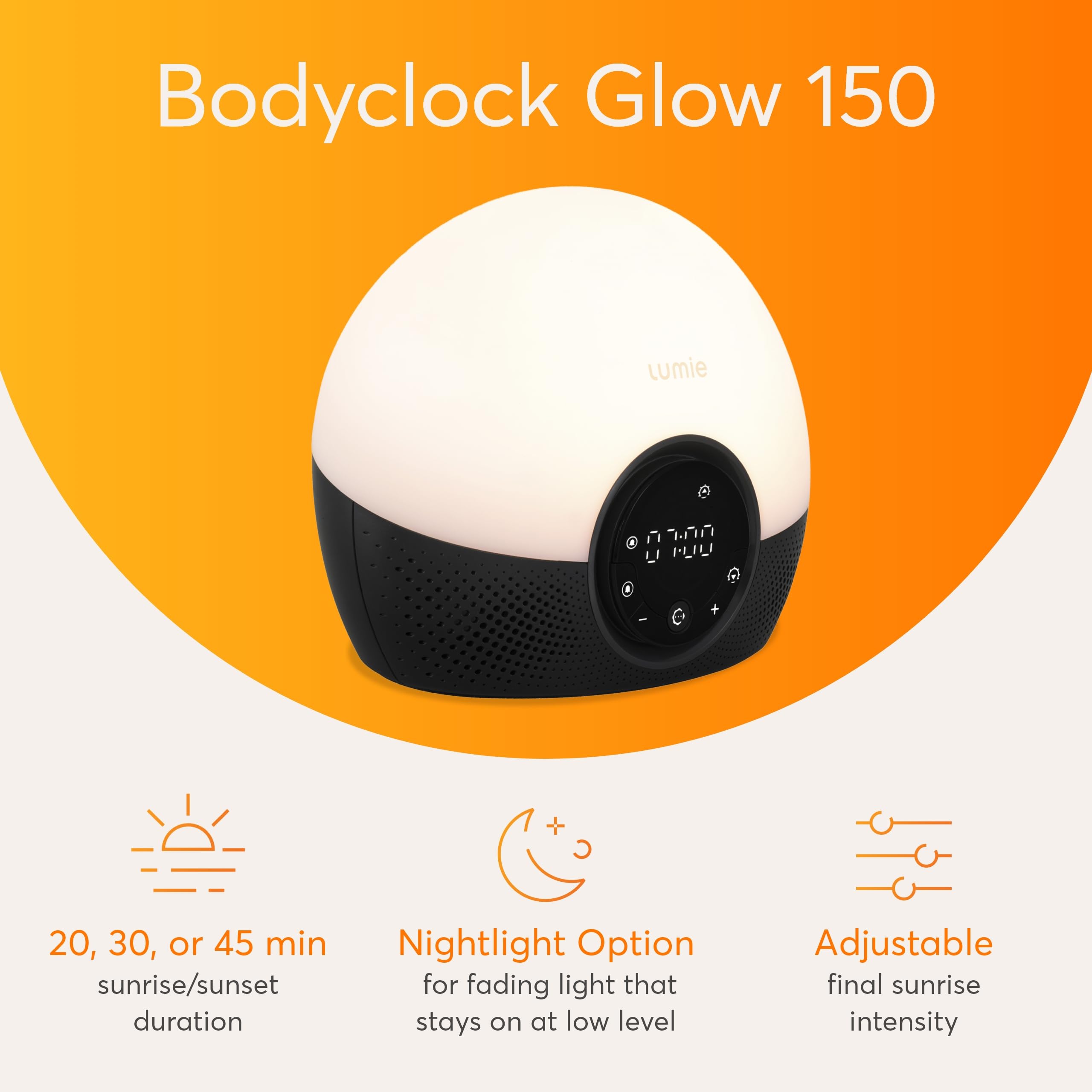 Lumie Bodyclock lumière chaude diffuse créant une ambiance relaxante