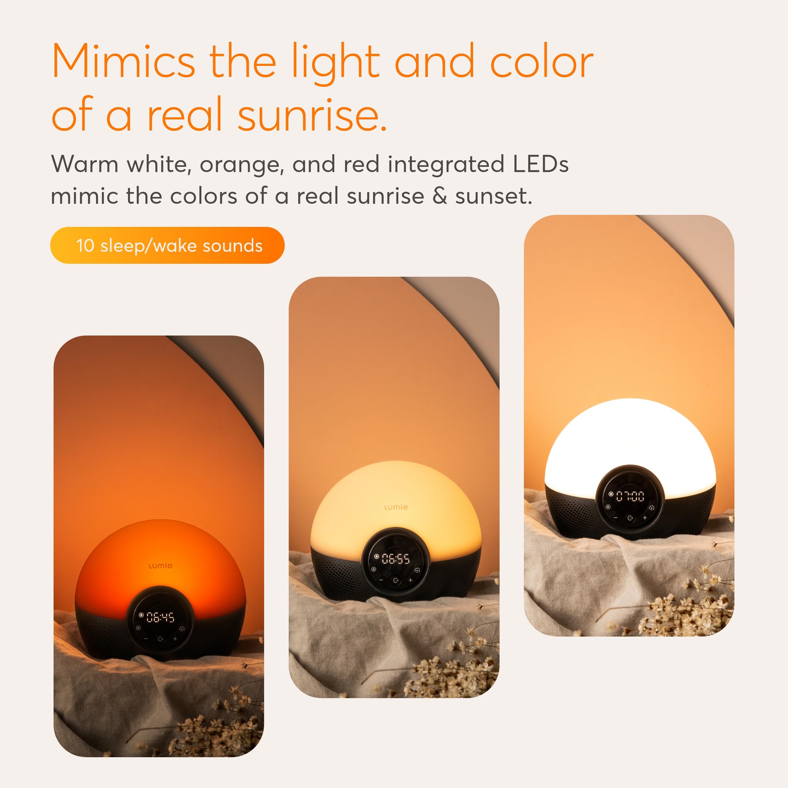 Lumie Bodyclock profil montrant boutons et commandes faciles à régler