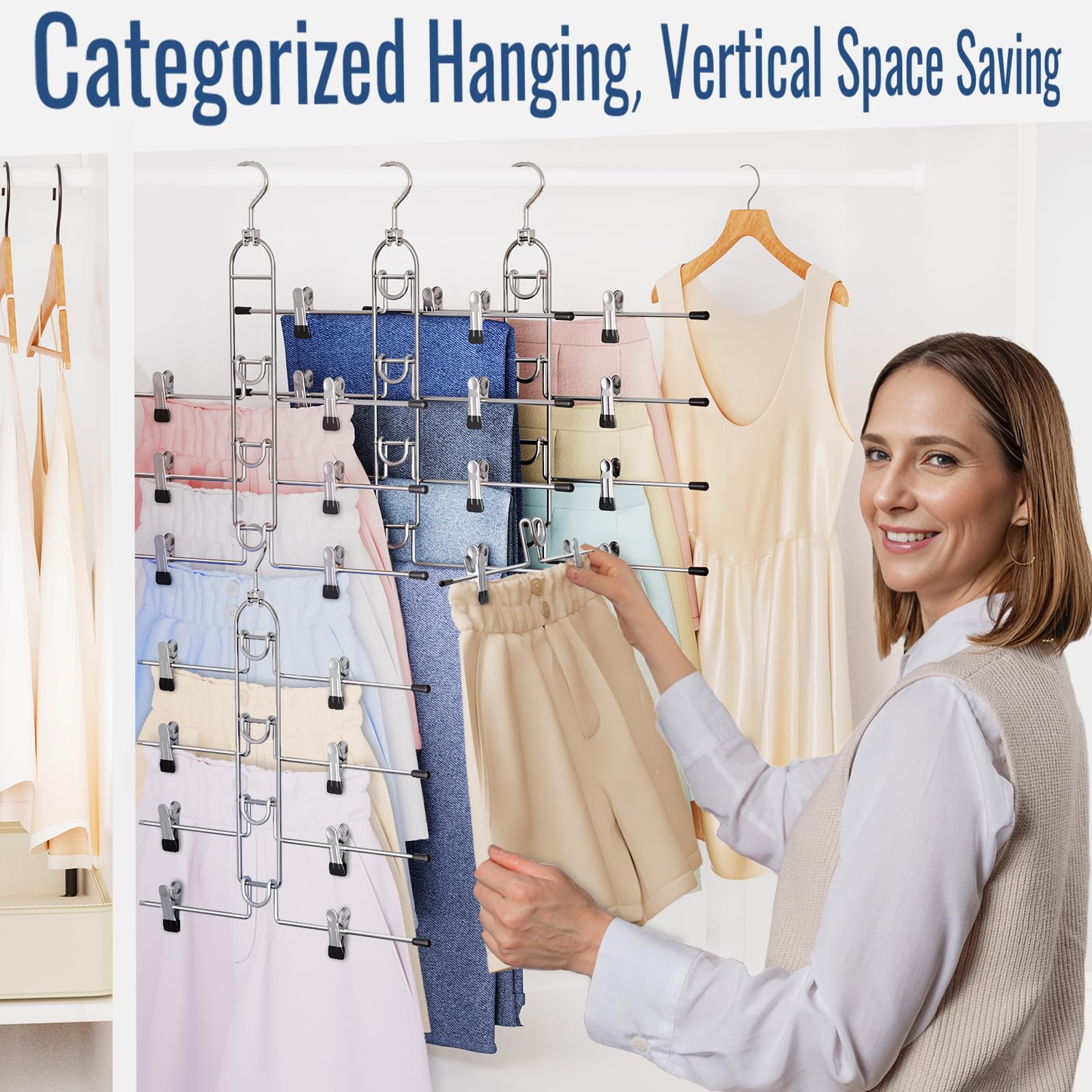 Lumigens cintre tenant pantalons et jupes pour rangement polyvalent