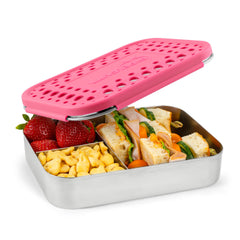 LunchBots boîte avant rose montrant compartiments et couvercle pratique