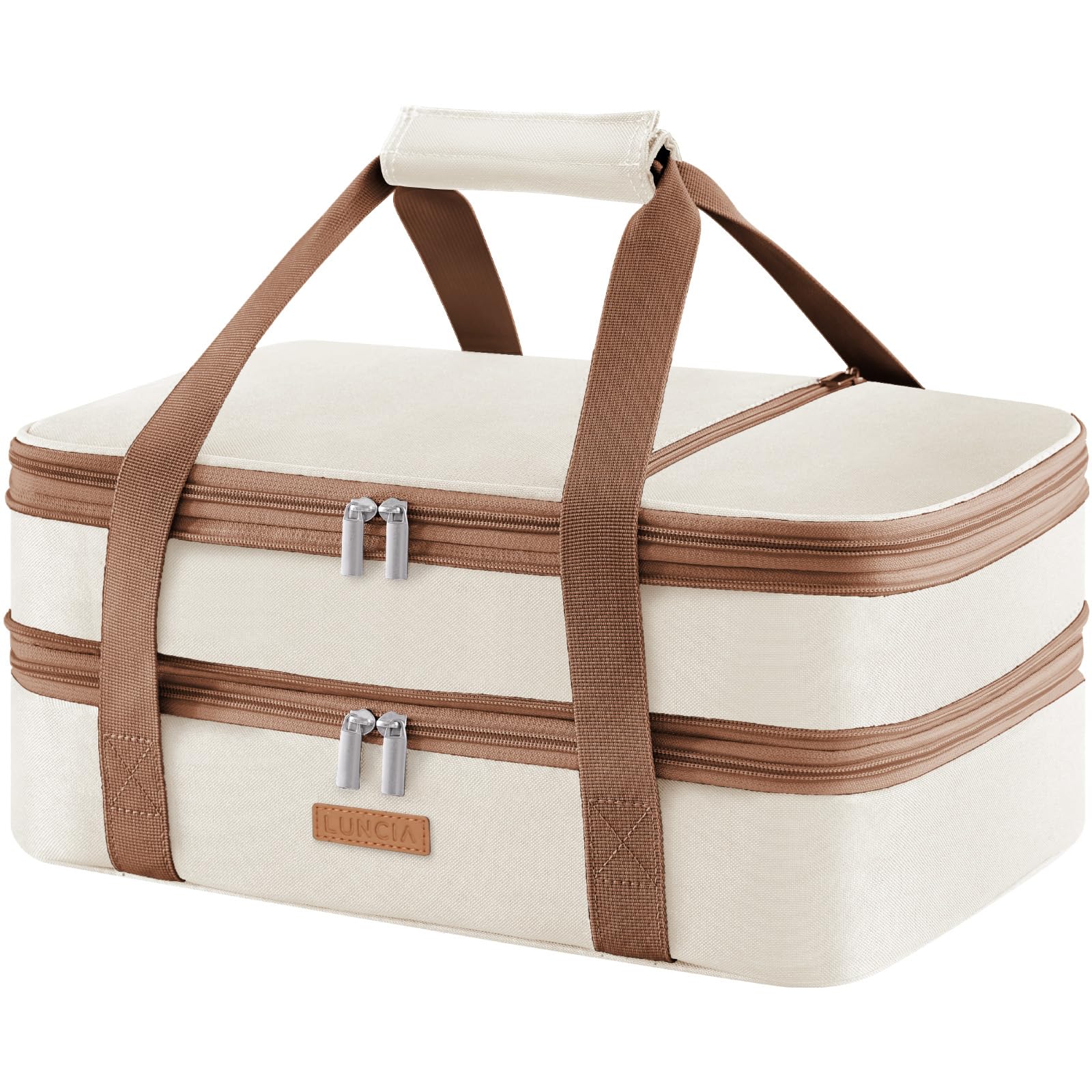 LUNCIA sac double face avant montrant la forme rectangulaire et fermeture zippée pour transport sécurisé