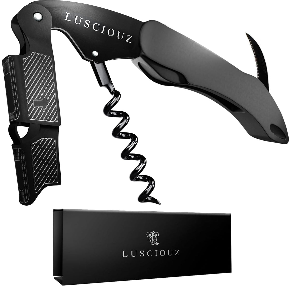 Lusciouz tire-bouchon face avant montrant design compact et ergonomie