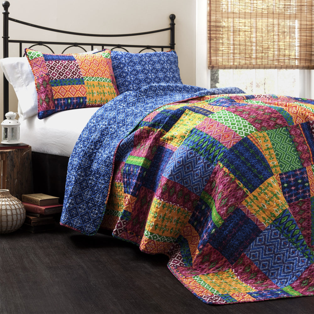 Lush Decor Misha face patchwork coloré, apporte énergie décorative