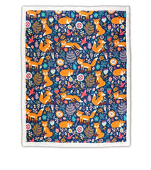 Lush Decor pixie fox gros plan motif renards, montre texture microfibre douce