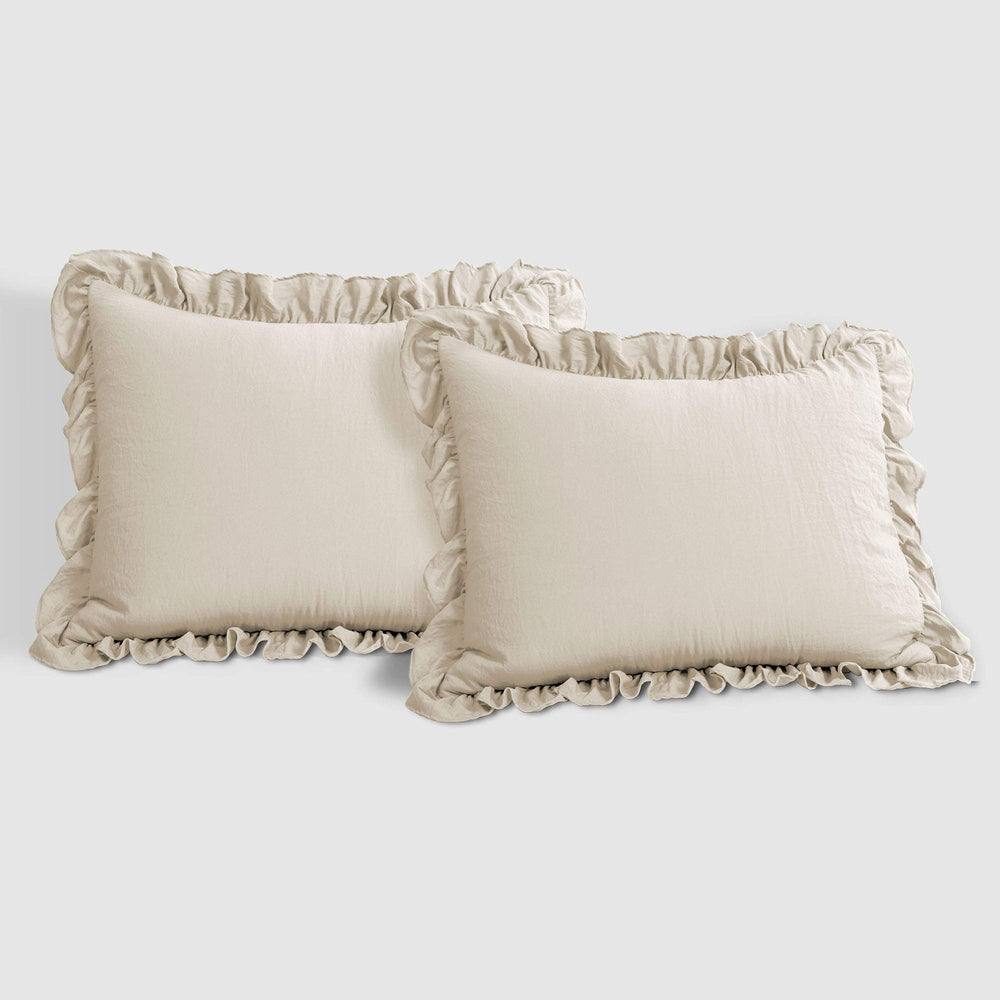 Lush Decor visualisation taille king Reyna comparée à oreillers pour échelle