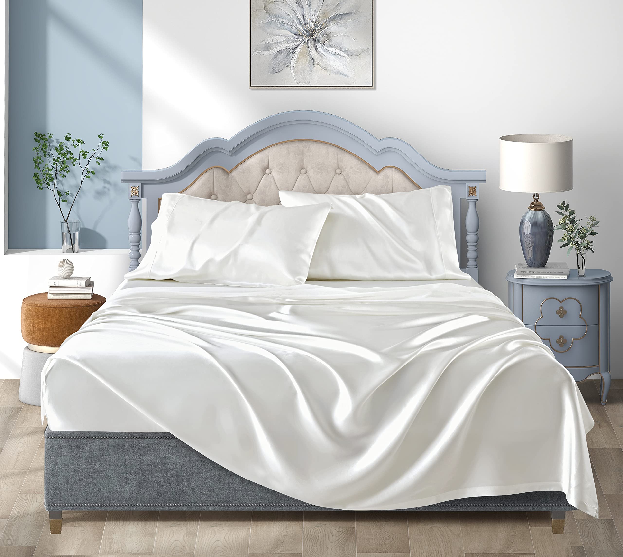 Luxbedding drap plat et taies présentés, élégance blanche pour décoration