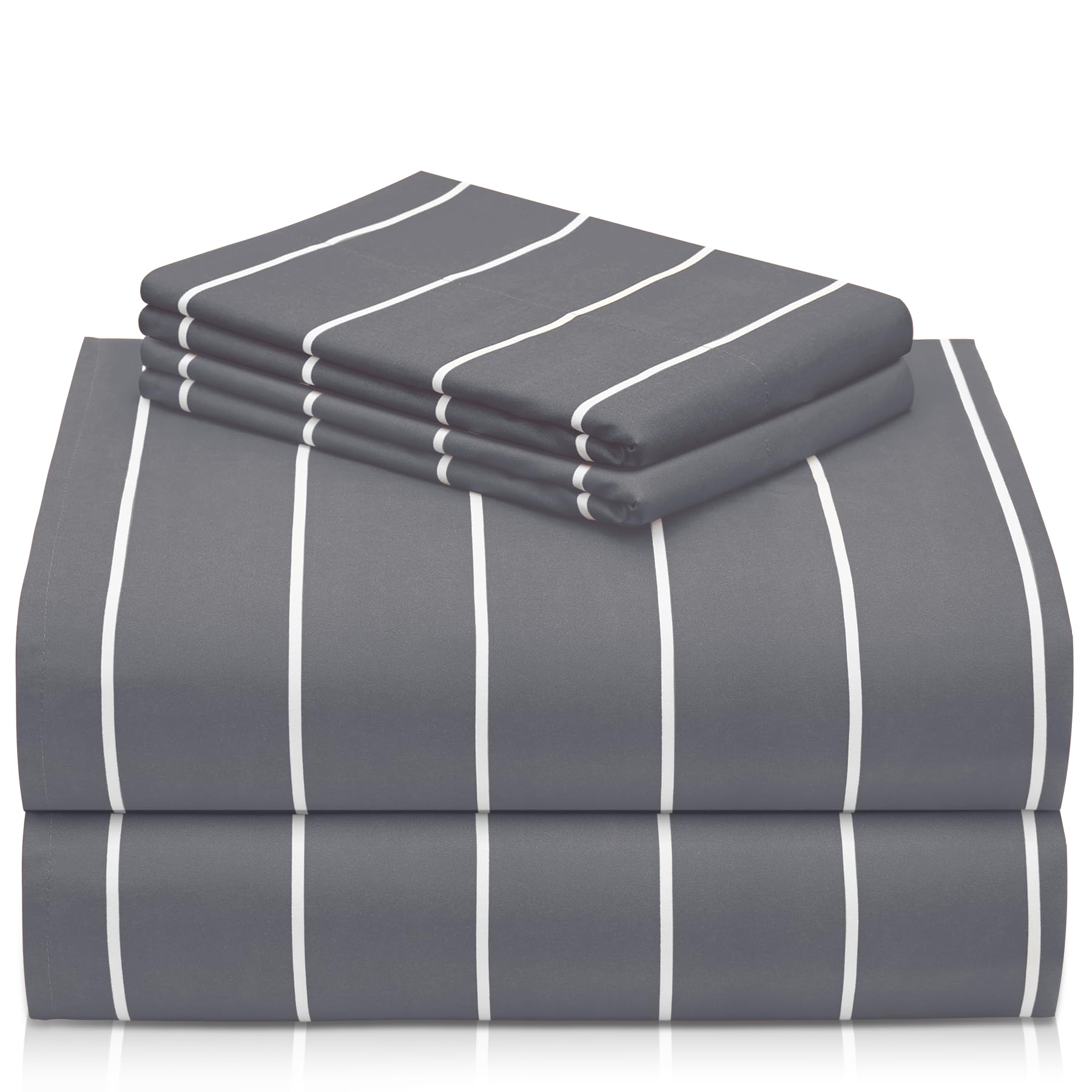 LuxClub face avant du jeu de draps montrant le style rayé et finition élégante