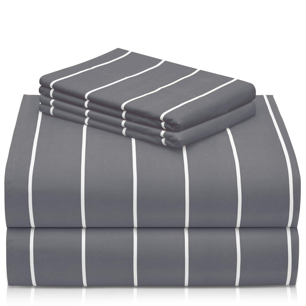 LuxClub face avant du jeu de draps montrant le style rayé et finition élégante