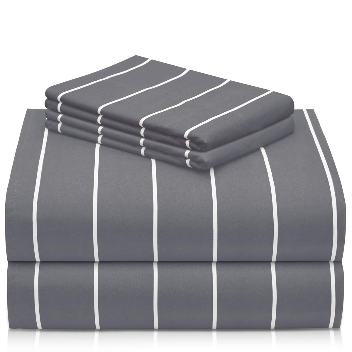 LuxClub face avant du jeu de draps montrant le style rayé et finition élégante