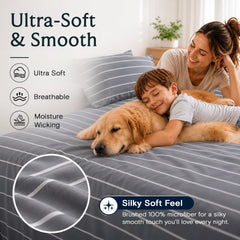 LuxClub gros plan du tissu microfibre montrant douceur et résistance au boulochage